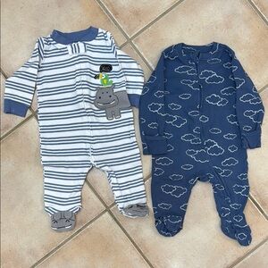 Striped and Cloud Print Kids One Pieces